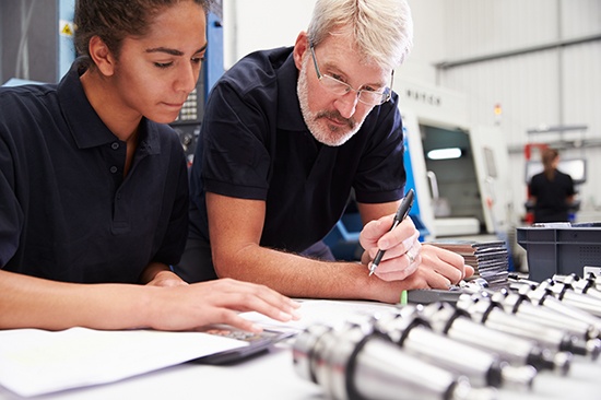 Learning and development, senior staff member mentoring an employee