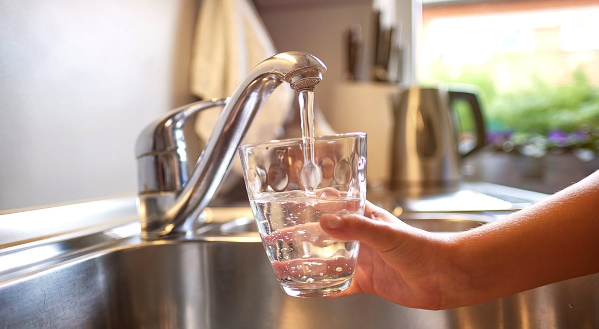 Glass with clean tap water